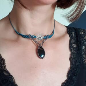 Collier ras de cou obsidienne midnight lace